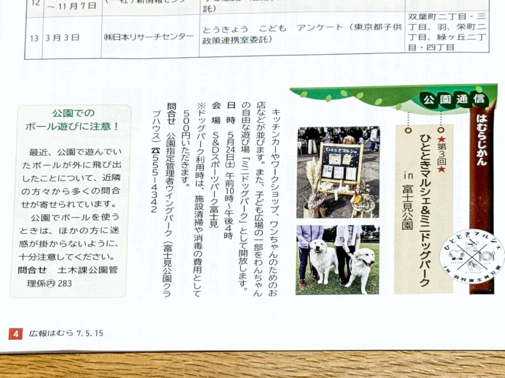 2025年5月 ひとときマルシェ&ミニドックパーク広報